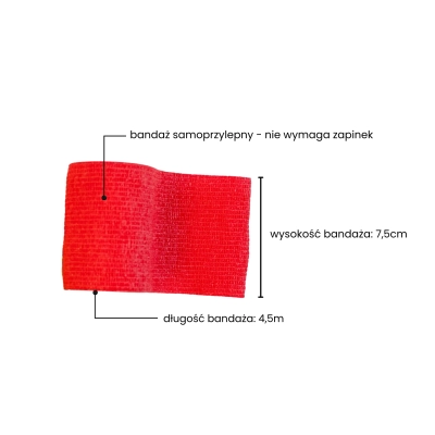 Bandaż Kohezyjny 5E Max 7.5cm x 4.5m – Czerwony